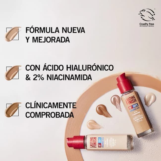 Base de Maquillaje Lasting Finish Hydration Boost 35 hs Rimmel componentes